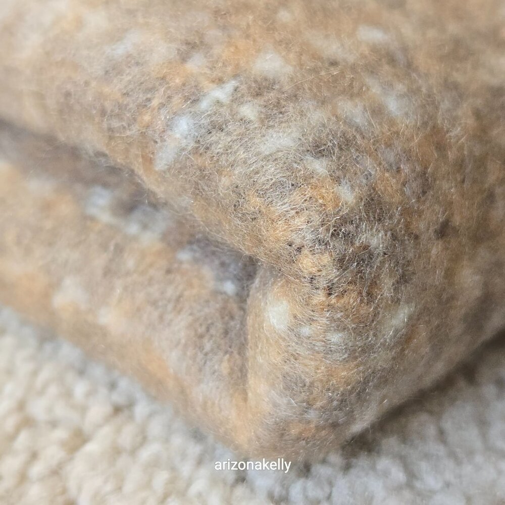 NWOT Wool Tweed Scarf Ralph Lauren Thick Tan - Picture 12 of 16
